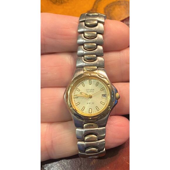 Women's 25mm Two Tone Citizen Watch, WR 50M, Date - Picture 3 of 3